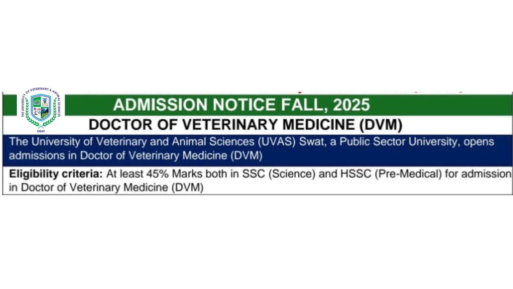 Admissions Open โ Doctor of Veterinary Medicine (DVM), Fall 2025