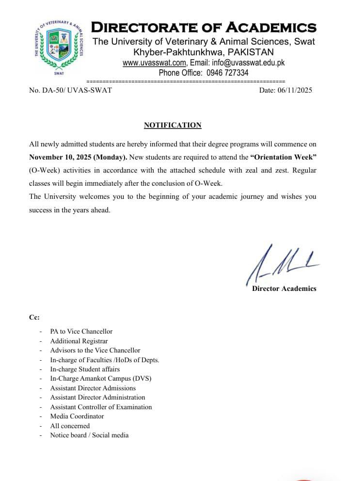 ๐ Official Notification โ Orientation Week 2025
