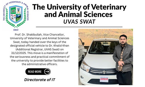 VC UVAS SWAT handed over the keys of the designated official vehicle to Registrar UVAS