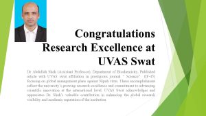 Research Excellence at UVAS Swat