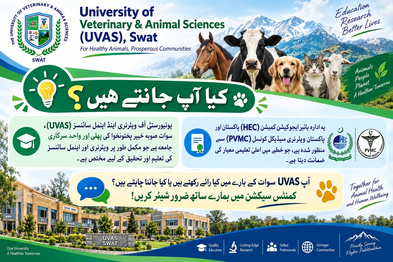 UVAS Swat: Pioneering Veterinary & Animal Sciences Education in Khyber Pakhtunkhwa.