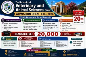 UVAS Admission Deadline Extended for Fall 2026 to 20 September 2026